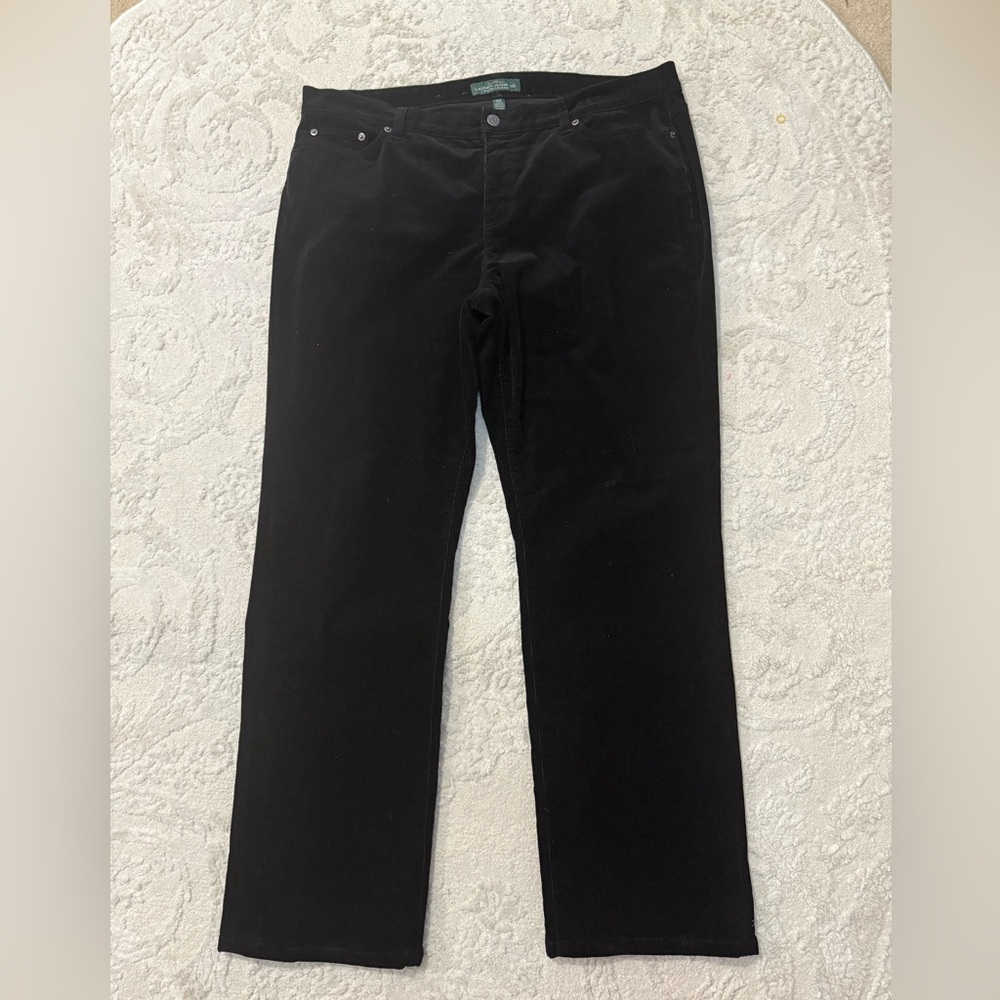 LRL Lauren Jeans Co Ralph Lauren Black‎ Corduroy Pants 16W Straight Stretch